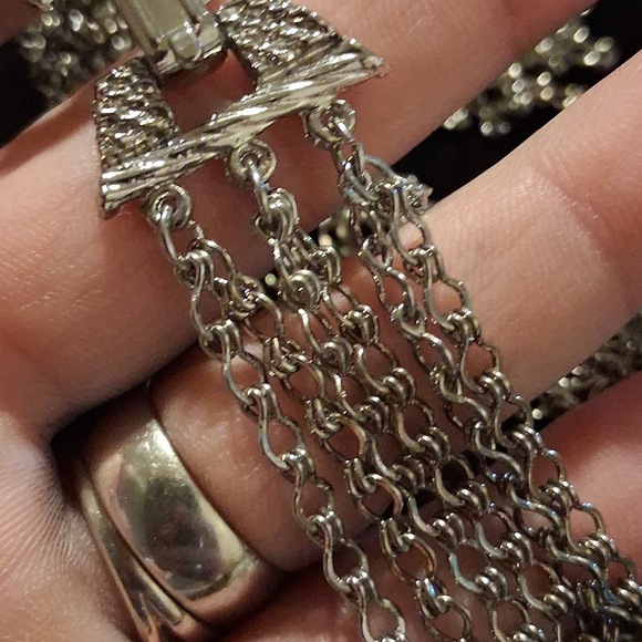 Elegant Vintage Silver Multi-Strand Necklace 22 In. L - Picture 4 of 8